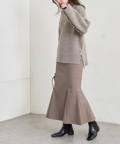 natural couture(ナチュラルクチュール)の「【WEB限定】合皮&ビッグチェックウエストマーメイドスカート Mサイズ(スカート・レディース・ベージュ系/パープル/ブラウン系/モカ・MEDIUM)」の13枚目の写真
