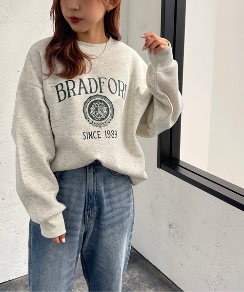 apres jour mignon（アプレジュールミニョン）の「サイドリブカレッジプリントスウェット【ZOZOTOWN限定アイテム】（スウェット・レディース・アイボリー/ブラック/ダークグリーン/ナチュラル・X-LARGE/フリー）」の4枚目の写真