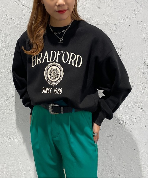 apres jour mignon（アプレジュールミニョン）の「サイドリブカレッジプリントスウェット【ZOZOTOWN限定アイテム】（スウェット・レディース・アイボリー/ブラック/ダークグリーン/ナチュラル・X-LARGE/フリー）」の3枚目の写真