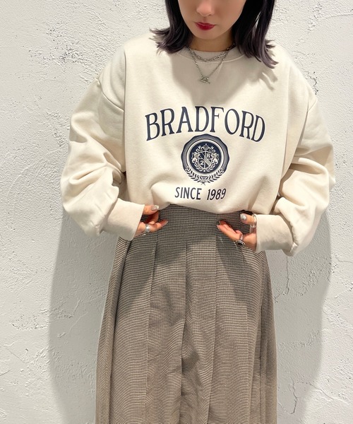 apres jour mignon（アプレジュールミニョン）の「サイドリブカレッジプリントスウェット【ZOZOTOWN限定アイテム】（スウェット・レディース・アイボリー/ブラック/ダークグリーン/ナチュラル・X-LARGE/フリー）」の6枚目の写真