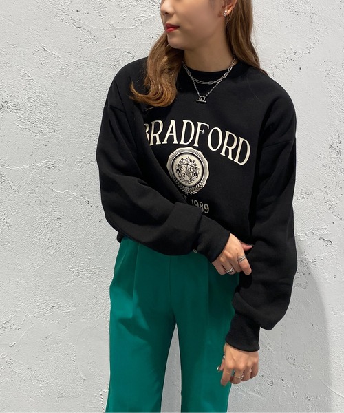 apres jour mignon（アプレジュールミニョン）の「サイドリブカレッジプリントスウェット【ZOZOTOWN限定アイテム】（スウェット・レディース・アイボリー/ブラック/ダークグリーン/ナチュラル・X-LARGE/フリー）」の14枚目の写真