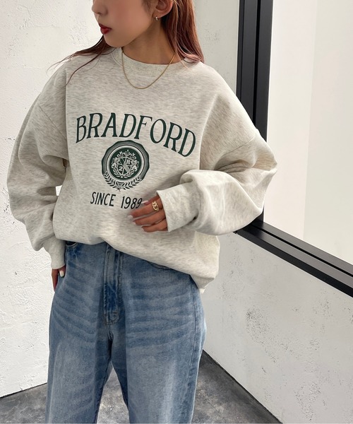 apres jour mignon（アプレジュールミニョン）の「サイドリブカレッジプリントスウェット【ZOZOTOWN限定アイテム】（スウェット・レディース・アイボリー/ブラック/ダークグリーン/ナチュラル・X-LARGE/フリー）」の21枚目の写真