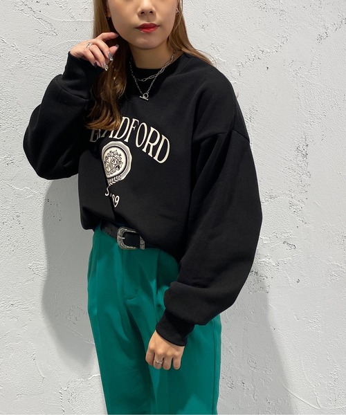 apres jour mignon（アプレジュールミニョン）の「サイドリブカレッジプリントスウェット【ZOZOTOWN限定アイテム】（スウェット・レディース・アイボリー/ブラック/ダークグリーン/ナチュラル・X-LARGE/フリー）」の12枚目の写真