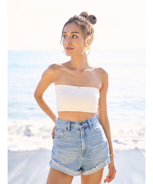 To the sea(トゥーザシー)の「パット付きバッククロスブラトップ(チューブトップ・レディース・ホワイト・SMALL/MEDIUM)」の3枚目の写真