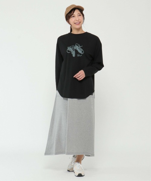 CONVERSE（コンバース）の「【WEB限定】CONVERSE コンバース 裏毛マキシスカート（スカート・レディース・ブラック/グレー/パープル・M/L）」の4枚目の写真