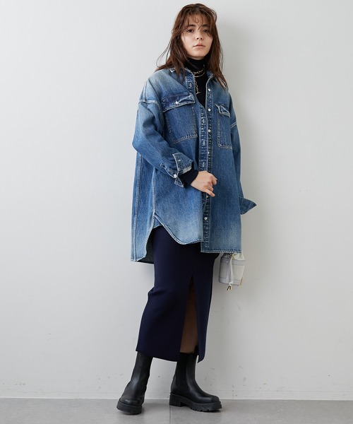 Whim Gazette(ウィムガゼット)の「ミラノニットタイトスカート(スカート・レディース・ネイビー/オフホワイト/ブラック・FREE)」の12枚目の写真