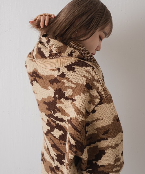 WHIMSIC（ウィムジック）の「【WHIMSIC】フローラカモフラージュニットプルオーバー（ニット/セーター・メンズ・ベージュ/オリーブ・FREE）」の13枚目の写真