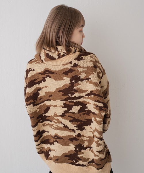 WHIMSIC（ウィムジック）の「【WHIMSIC】フローラカモフラージュニットプルオーバー（ニット/セーター・メンズ・ベージュ/オリーブ・FREE）」の14枚目の写真