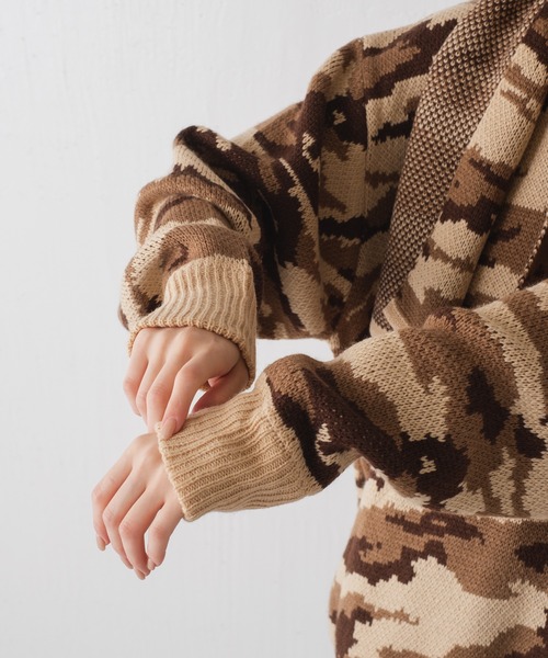 WHIMSIC（ウィムジック）の「【WHIMSIC】フローラカモフラージュニットプルオーバー（ニット/セーター・メンズ・ベージュ/オリーブ・FREE）」の17枚目の写真