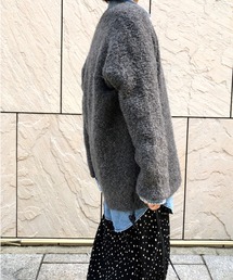 Original poodle shaggy wool knit cardigan