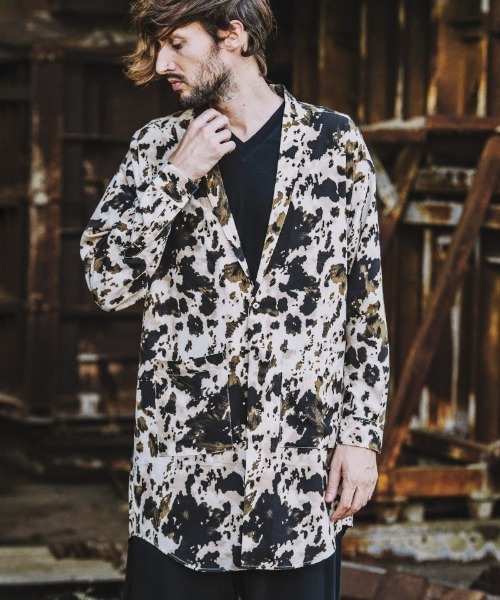 NO ID.（ノーアイディ）の「mj8397-ﾄﾞﾛｯﾌﾟｼｮﾙﾀﾞｰｼｬﾂｺｰﾄ（テーラードジャケット・メンズ・ホワイト/ブルーグリーン/ブラック/グリーン/レオパード・ONE SIZE）」の21枚目の写真