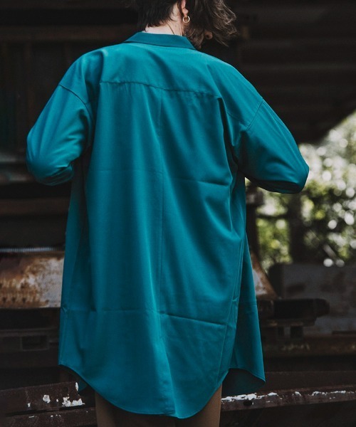 NO ID.（ノーアイディ）の「mj8397-ﾄﾞﾛｯﾌﾟｼｮﾙﾀﾞｰｼｬﾂｺｰﾄ（テーラードジャケット・メンズ・ホワイト/ブルーグリーン/ブラック/グリーン/レオパード・ONE SIZE）」の15枚目の写真