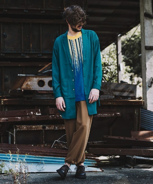 NO ID.（ノーアイディ）の「mj8397-ﾄﾞﾛｯﾌﾟｼｮﾙﾀﾞｰｼｬﾂｺｰﾄ（テーラードジャケット・メンズ・ホワイト/ブルーグリーン/ブラック/グリーン/レオパード・ONE SIZE）」の22枚目の写真