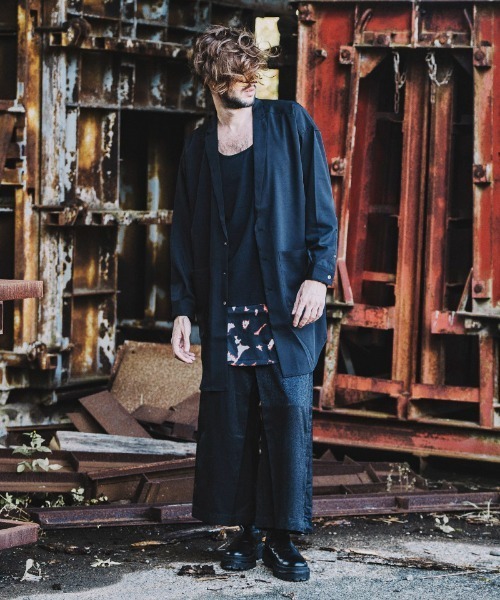 NO ID.（ノーアイディ）の「mj8397-ﾄﾞﾛｯﾌﾟｼｮﾙﾀﾞｰｼｬﾂｺｰﾄ（テーラードジャケット・メンズ・ホワイト/ブルーグリーン/ブラック/グリーン/レオパード・ONE SIZE）」の18枚目の写真