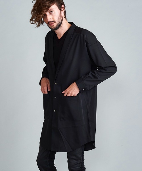 NO ID.（ノーアイディ）の「mj8397-ﾄﾞﾛｯﾌﾟｼｮﾙﾀﾞｰｼｬﾂｺｰﾄ（テーラードジャケット・メンズ・ホワイト/ブルーグリーン/ブラック/グリーン/レオパード・ONE SIZE）」の8枚目の写真