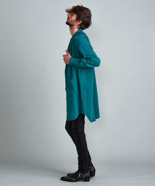 NO ID.（ノーアイディ）の「mj8397-ﾄﾞﾛｯﾌﾟｼｮﾙﾀﾞｰｼｬﾂｺｰﾄ（テーラードジャケット・メンズ・ホワイト/ブルーグリーン/ブラック/グリーン/レオパード・ONE SIZE）」の16枚目の写真