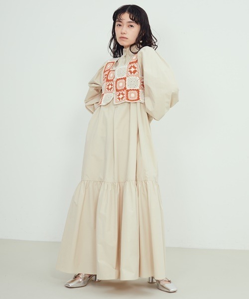 ロングギャザーシャツワンピース