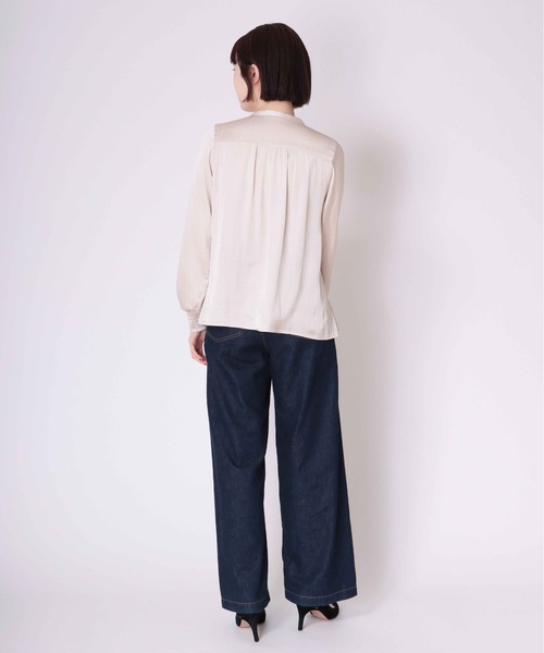 Jines(ジネス)の「ヴィンテージサテンキーネックブラウス(シャツ/ブラウス・レディース・ホワイト/ライトベージュ/ラベンダー/ライム・FREE)」の21枚目の写真