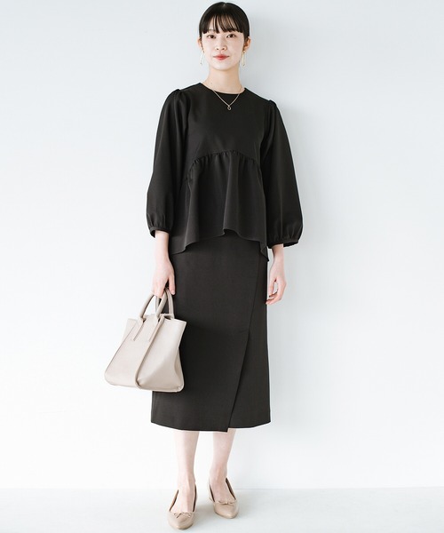 haco!（ハコ）の「これさえあればきちんとシーンも普段遣いもオールマイティー！撥水加工の大人かわいいギャザートップス by que made me（シャツ/ブラウス・レディース・ブラック/ベージュ/ネイビー・SMALL/MEDIUM/LARGE/X-LARGE）」の18枚目の写真