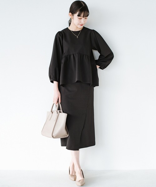 haco!（ハコ）の「これさえあればきちんとシーンも普段遣いもオールマイティー！撥水加工の大人かわいいギャザートップス by que made me（シャツ/ブラウス・レディース・ブラック/ベージュ/ネイビー・SMALL/MEDIUM/LARGE/X-LARGE）」の19枚目の写真