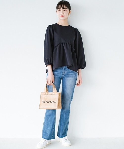 haco!（ハコ）の「これさえあればきちんとシーンも普段遣いもオールマイティー！撥水加工の大人かわいいギャザートップス by que made me（シャツ/ブラウス・レディース・ブラック/ベージュ/ネイビー・SMALL/MEDIUM/LARGE/X-LARGE）」の6枚目の写真