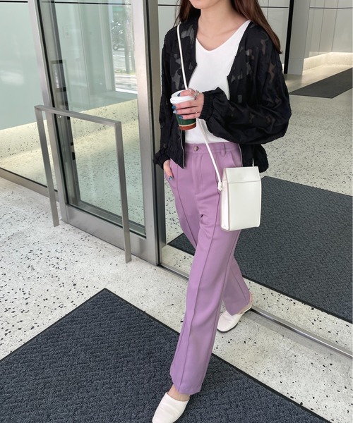 StyleSea(スタイルシー)の「シアーフラワージャガードノーカラーブルゾン(ブルゾン・レディース・ブラック/オフホワイト・MEDIUM)」の5枚目の写真