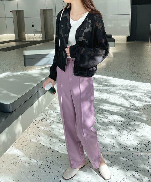 StyleSea(スタイルシー)の「シアーフラワージャガードノーカラーブルゾン(ブルゾン・レディース・ブラック/オフホワイト・MEDIUM)」の9枚目の写真