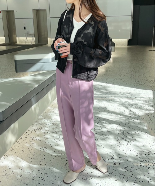 StyleSea(スタイルシー)の「シアーフラワージャガードノーカラーブルゾン(ブルゾン・レディース・ブラック/オフホワイト・MEDIUM)」の11枚目の写真