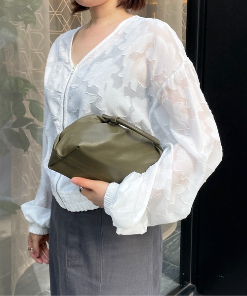 StyleSea(スタイルシー)の「シアーフラワージャガードノーカラーブルゾン(ブルゾン・レディース・ブラック/オフホワイト・MEDIUM)」の14枚目の写真