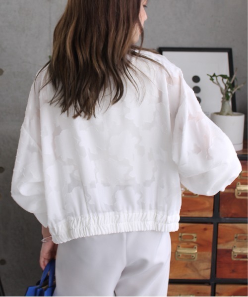 StyleSea(スタイルシー)の「シアーフラワージャガードノーカラーブルゾン(ブルゾン・レディース・ブラック/オフホワイト・MEDIUM)」の21枚目の写真