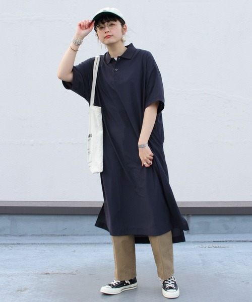 GYMPHLEX(ジムフレックス)の「GYMPHLEX/ジムフレックス ウーブンポロドレス WOVEN POLO DORESS #GY-G0028 PEB(ワンピース・レディース・ベージュ/ネイビー/グレー・14)」の8枚目の写真