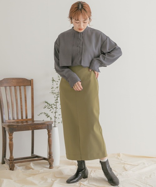 ITEMS URBANRESEARCH（アイテムズ アーバンリサーチ）の「フィブリルレザースカート（スカート・レディース・ブラック/カーキ・FREE）」の15枚目の写真