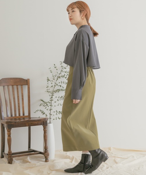 ITEMS URBANRESEARCH（アイテムズ アーバンリサーチ）の「フィブリルレザースカート（スカート・レディース・ブラック/カーキ・FREE）」の16枚目の写真