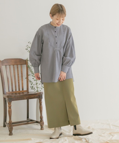 ITEMS URBANRESEARCH（アイテムズ アーバンリサーチ）の「フィブリルレザースカート（スカート・レディース・ブラック/カーキ・FREE）」の22枚目の写真