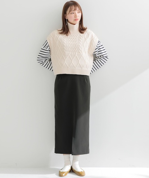 ITEMS URBANRESEARCH（アイテムズ アーバンリサーチ）の「フィブリルレザースカート（スカート・レディース・ブラック/カーキ・FREE）」の7枚目の写真