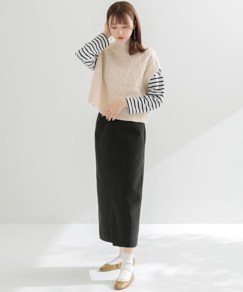 ITEMS URBANRESEARCH（アイテムズ アーバンリサーチ）の「フィブリルレザースカート（スカート・レディース・ブラック/カーキ・FREE）」の9枚目の写真