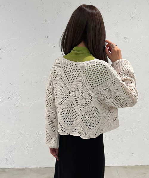 apres jour mignon(アプレジュールミニョン)の「クロシェライクニットプルオーバー【ZOZOTOWN限定アイテム】(Tシャツ/カットソー・レディース・パープル/ブラック/アイボリー/グリーン・フリー/X-LARGE)」の8枚目の写真