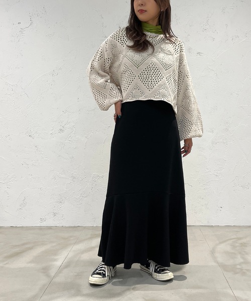 apres jour mignon(アプレジュールミニョン)の「クロシェライクニットプルオーバー【ZOZOTOWN限定アイテム】(Tシャツ/カットソー・レディース・パープル/ブラック/アイボリー/グリーン・フリー/X-LARGE)」の9枚目の写真