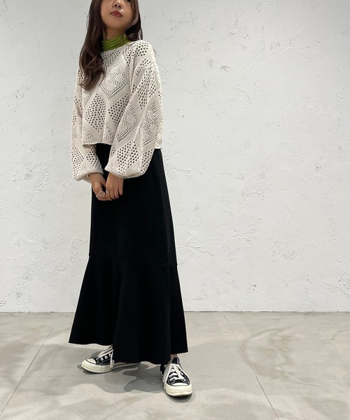 apres jour mignon(アプレジュールミニョン)の「クロシェライクニットプルオーバー【ZOZOTOWN限定アイテム】(Tシャツ/カットソー・レディース・パープル/ブラック/アイボリー/グリーン・フリー/X-LARGE)」の10枚目の写真