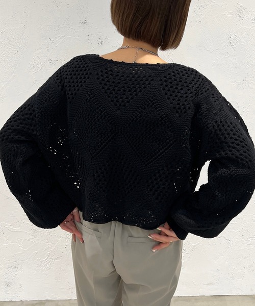 apres jour mignon(アプレジュールミニョン)の「クロシェライクニットプルオーバー【ZOZOTOWN限定アイテム】(Tシャツ/カットソー・レディース・パープル/ブラック/アイボリー/グリーン・フリー/X-LARGE)」の15枚目の写真