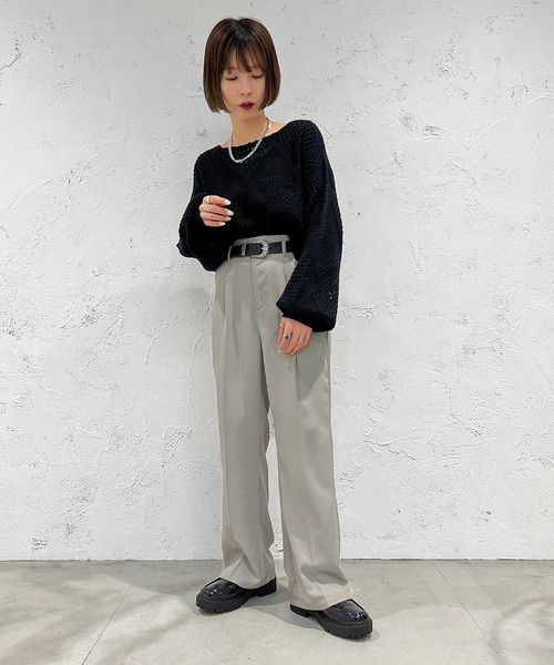 apres jour mignon(アプレジュールミニョン)の「クロシェライクニットプルオーバー【ZOZOTOWN限定アイテム】(Tシャツ/カットソー・レディース・パープル/ブラック/アイボリー/グリーン・フリー/X-LARGE)」の17枚目の写真