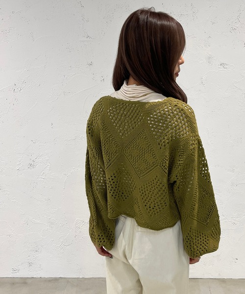 apres jour mignon(アプレジュールミニョン)の「クロシェライクニットプルオーバー【ZOZOTOWN限定アイテム】(Tシャツ/カットソー・レディース・パープル/ブラック/アイボリー/グリーン・フリー/X-LARGE)」の22枚目の写真