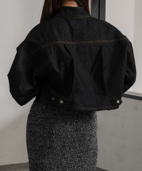 Ezick(エジック)の「ワンウォッシュショートGジャン(デニムジャケット・レディース・ブラック・FREE)」の3枚目の写真