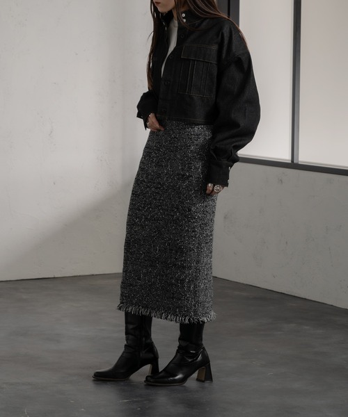 Ezick(エジック)の「ワンウォッシュショートGジャン(デニムジャケット・レディース・ブラック・FREE)」の5枚目の写真