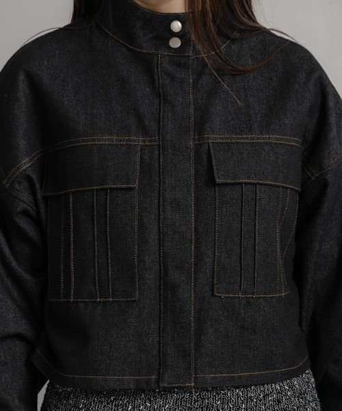 Ezick(エジック)の「ワンウォッシュショートGジャン(デニムジャケット・レディース・ブラック・FREE)」の7枚目の写真