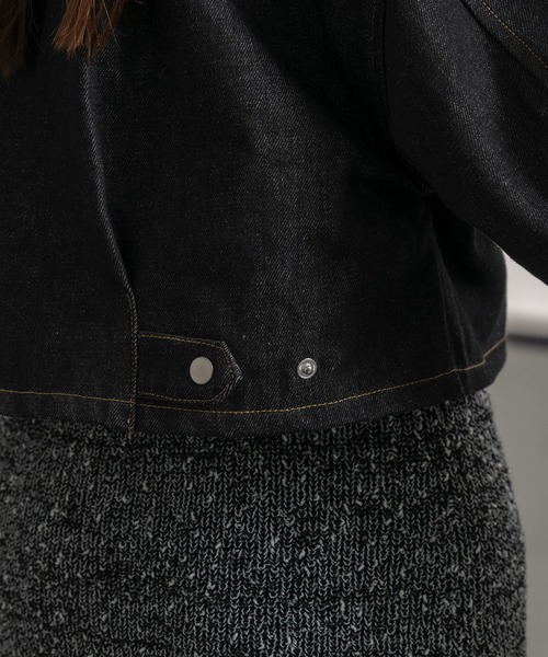 Ezick(エジック)の「ワンウォッシュショートGジャン(デニムジャケット・レディース・ブラック・FREE)」の9枚目の写真