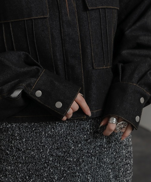 Ezick(エジック)の「ワンウォッシュショートGジャン(デニムジャケット・レディース・ブラック・FREE)」の10枚目の写真