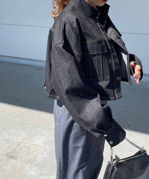 Ezick(エジック)の「ワンウォッシュショートGジャン(デニムジャケット・レディース・ブラック・FREE)」の15枚目の写真