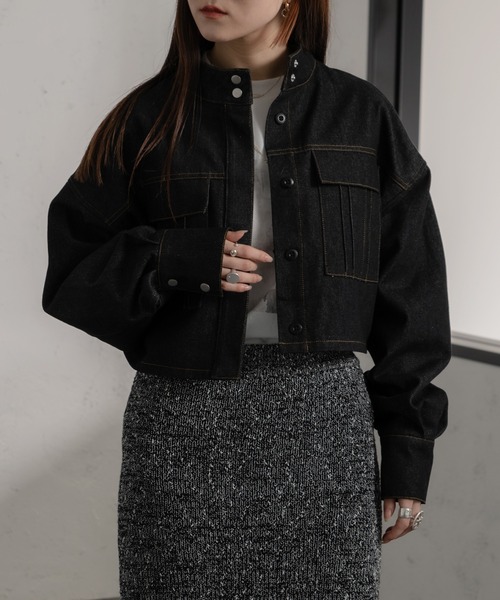 Ezick(エジック)の「ワンウォッシュショートGジャン(デニムジャケット・レディース・ブラック・FREE)」の19枚目の写真