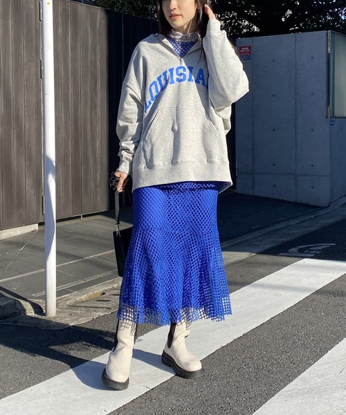AS KNOW AS PINKY（アズノゥアズピンキー）の「メッシュッシュ重ねロンＴ（Tシャツ/カットソー・レディース・ブラック/ベージュ/ブルー・FREE）」の7枚目の写真
